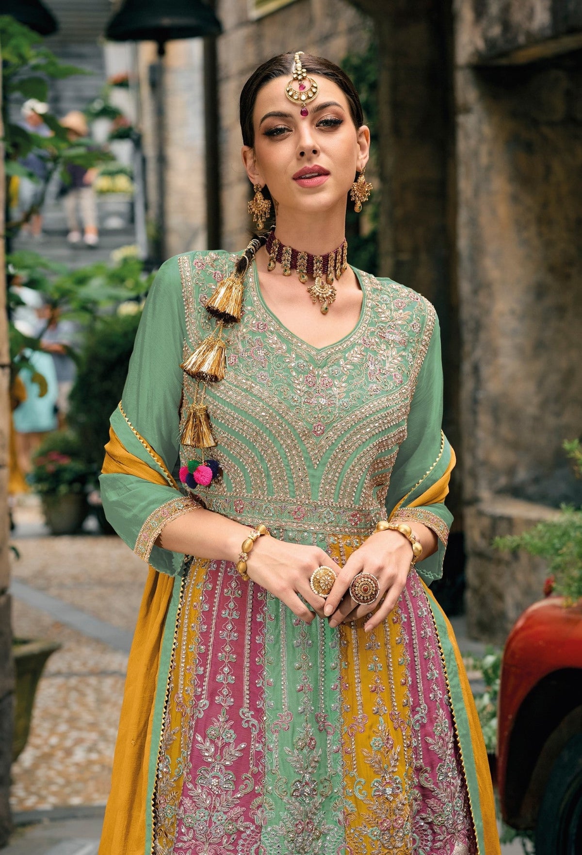 Anaita Green Real Georgette Sequin Embroidered Readymade Salwar Suit | Grocsy