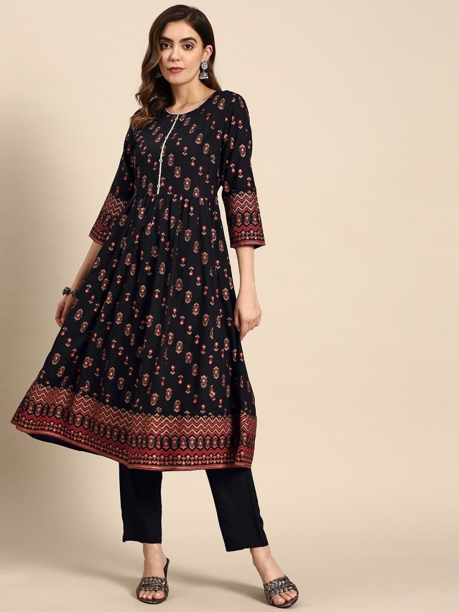 All About You Women Ethnic Motifs Printed Regular Kurta with Trouser | Grocsy