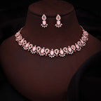 Tehzeeb Creations Baby Pink Colour Ad Studded Necklace Jewellery Set With Matching Earrings For Women And Girls | Grocsy