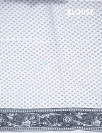 Mix of White and Grey Block Print Mulmul Cotton Saree By Gayathri Reddy Designer Studio | Grocsy
