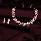 Tehzeeb Creations Baby Pink Colour Ad Studded Necklace Jewellery Set With Matching Earrings For Women And Girls | Grocsy