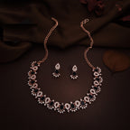 Tehzeeb Creations Black Colour Ad Studded Necklace Jewellery Set With Matching Earrings For Women And Girls - Swadesiicart