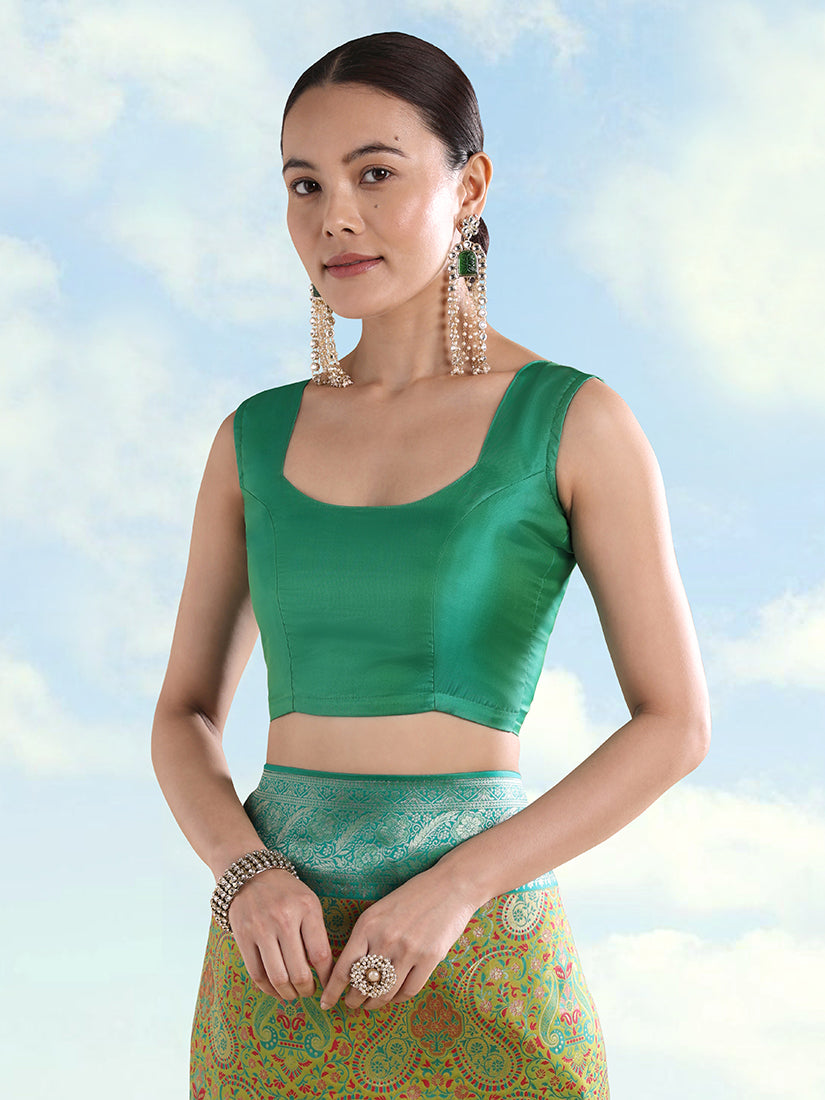 Monjolika Fashion Lemon Green Banarasi Silk Saree With Traditional Paisley Weaves | Grocsy