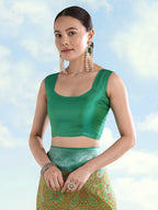 Monjolika Fashion Lemon Green Banarasi Silk Saree With Traditional Paisley Weaves | Grocsy