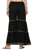 PAVONINE Black Color 3-Panels Golden Gota Flared Sharara For Women | Grocsy