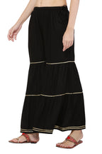 PAVONINE Black Color 3-Panels Golden Gota Flared Sharara For Women | Grocsy