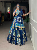 Lorenvalley Fashion Blue Rayon With Printed Silk Lehenga Choli with Dupatta | Grocsy