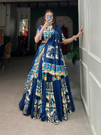 Lorenvalley Fashion Blue Rayon With Printed Silk Lehenga Choli with Dupatta | Grocsy