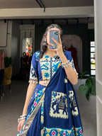 Lorenvalley Fashion Blue Rayon With Printed Silk Lehenga Choli with Dupatta | Grocsy