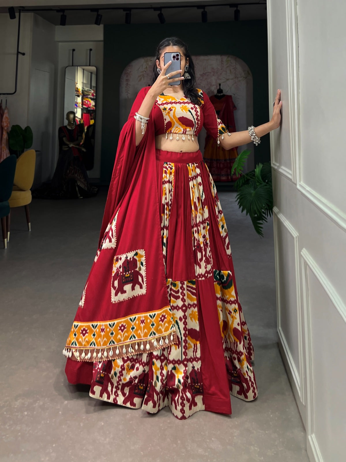 Lorenvalley Fashion Maroon Rayon With Printed Silk Lehenga Choli with Dupatta | Grocsy