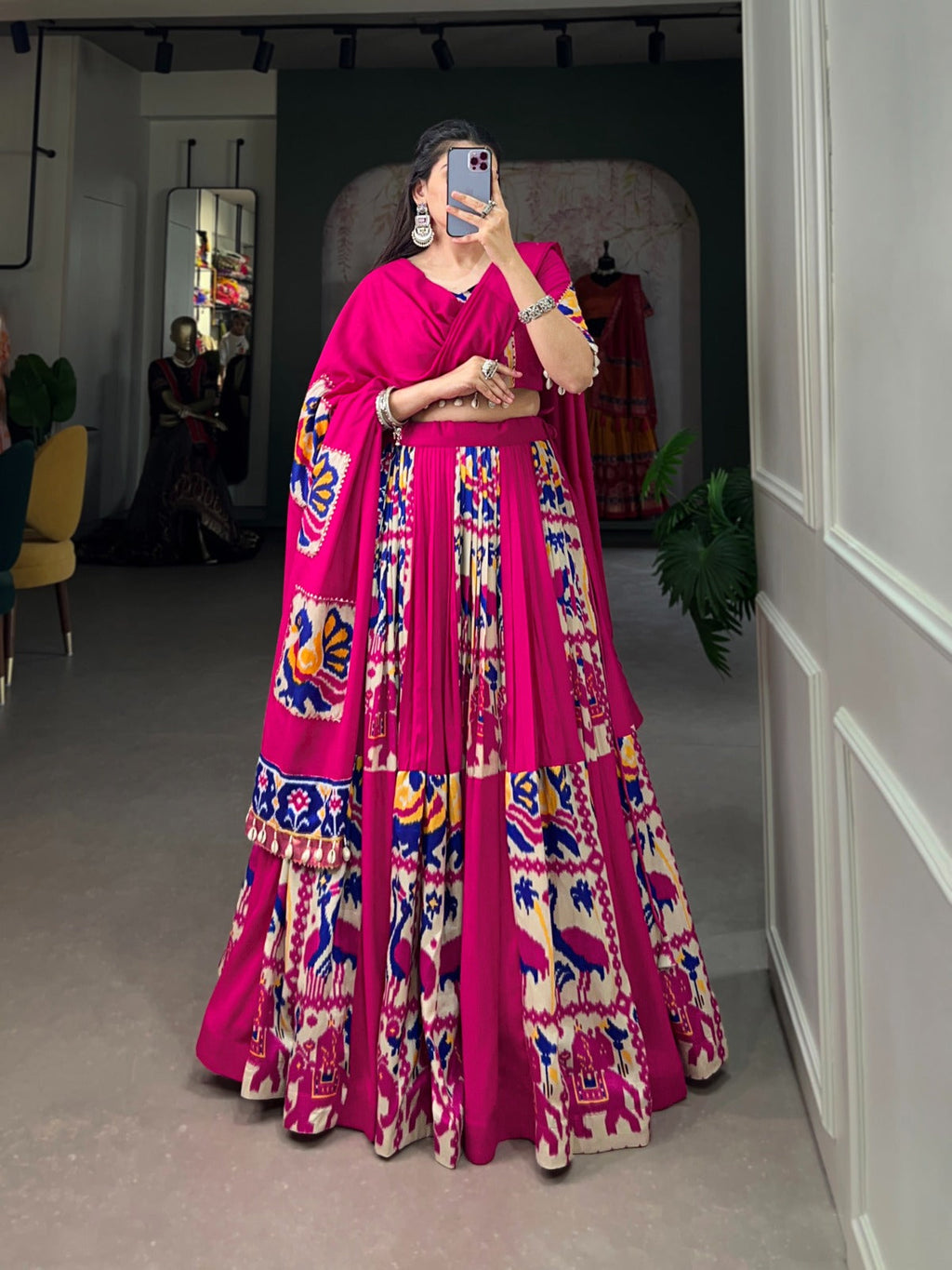 Lorenvalley Fashion Pink Rayon With Printed Silk Lehenga Choli with Dupatta | Grocsy