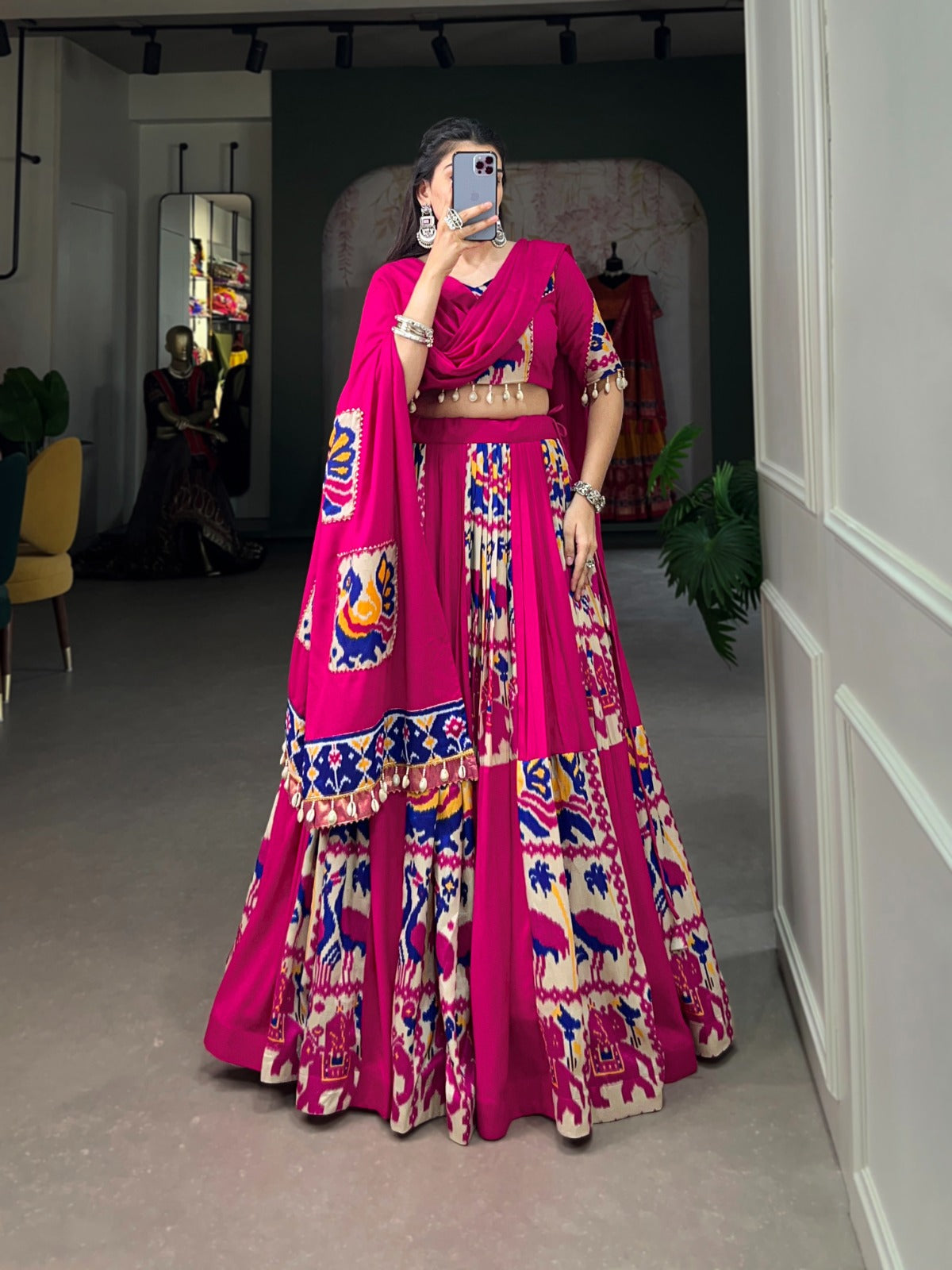 Lorenvalley Fashion Pink Rayon With Printed Silk Lehenga Choli with Dupatta | Grocsy