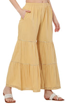 PAVONINE Beige Color 3-Panels Golden Gota Flared Sharara For Women | Grocsy