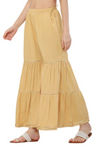 PAVONINE Beige Color 3-Panels Golden Gota Flared Sharara For Women | Grocsy