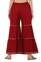 PAVONINE Maroon Color 3-Panels Golden Gota Flared Sharara For Women | Grocsy