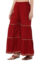 PAVONINE Maroon Color 3-Panels Golden Gota Flared Sharara For Women | Grocsy