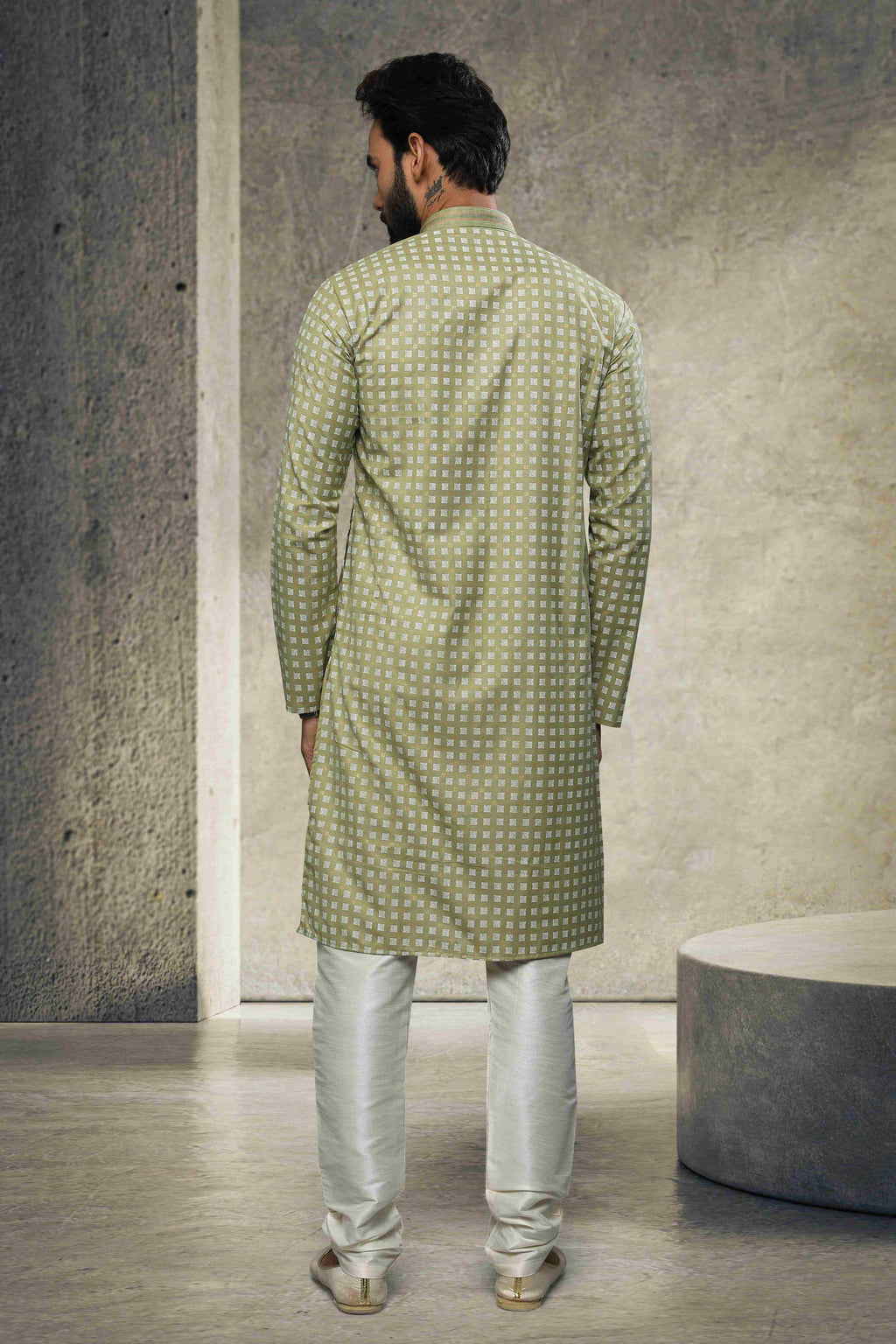 Raivat Ethnic Cotton Printed Work Kurta Pajama In Light Green Colour | Grocsy