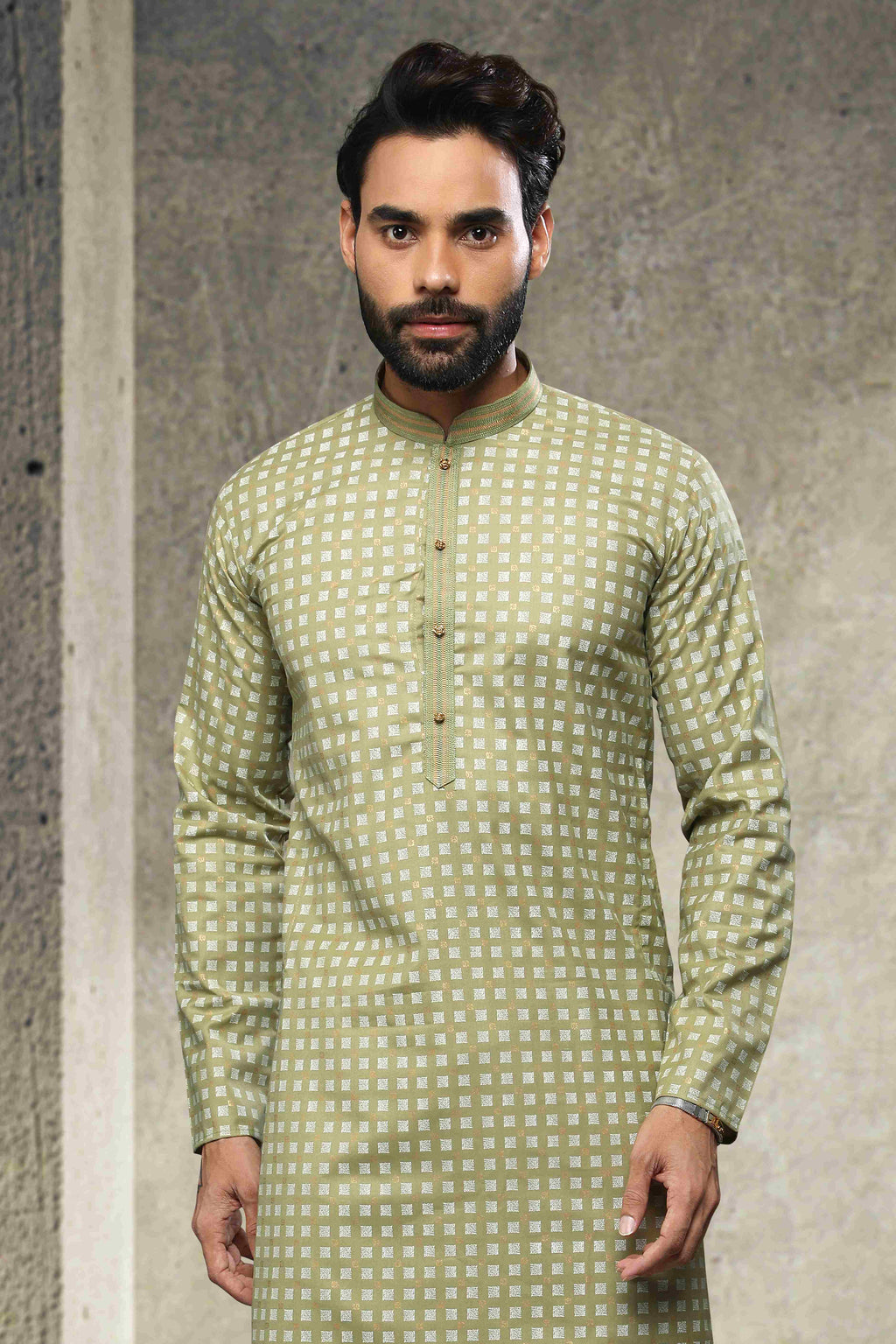 Raivat Ethnic Cotton Printed Work Kurta Pajama In Light Green Colour | Grocsy