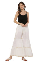 PAVONINE Off White Color 3-Panels Golden Gota Flared Sharara For Women | Grocsy