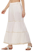 PAVONINE Off White Color 3-Panels Golden Gota Flared Sharara For Women | Grocsy