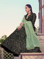 Myra Black Heavy Embroidered Fur Lehenga | Grocsy