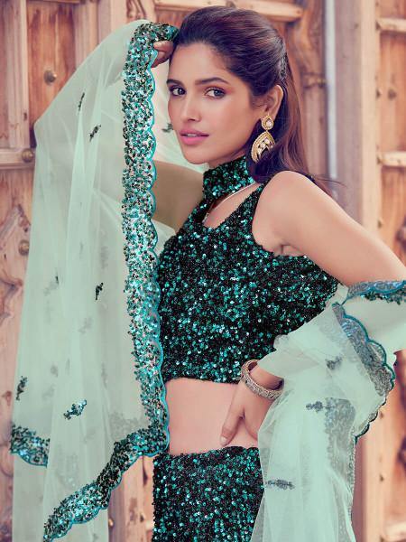 Myra Black Heavy Embroidered Fur Lehenga | Grocsy