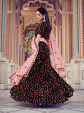 Myra Black Heavy Embroidered Fur Lehenga | Grocsy