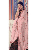 Myra Black Heavy Embroidered Fur Lehenga | Grocsy