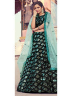 Myra Black Heavy Embroidered Fur Lehenga | Grocsy