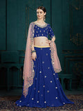 Myra Navi Blue Georgette Embroidered Lehenga | Grocsy