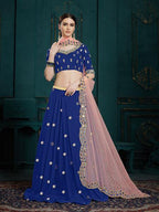 Myra Navi Blue Georgette Embroidered Lehenga | Grocsy