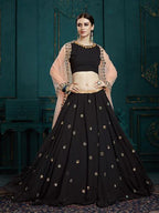 Myra Black Georgette Embroidered Lehenga | Grocsy