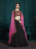 Myra Black Georgette Embroidered Lehenga | Grocsy