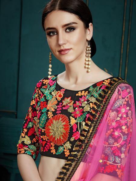 Myra Black Georgette Embroidered Lehenga | Grocsy