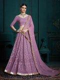 Myra Lavender Georgette Embroidered Lehenga | Grocsy