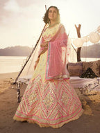 Myra Off White Embroidered Organza Lehenga | Grocsy