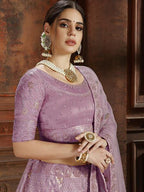 Myra Purple Soft Net Heavy Embroidered Lehenga | Grocsy