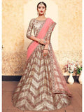 Myra Tortilla Brown Satin Embroidered Lehenga | Grocsy
