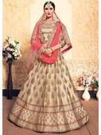 Myra Tortila Brown Satin Embroidered Lehenga | Grocsy