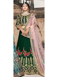 Myra Green Taffeta Embroidered Lehenga | Grocsy