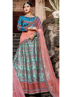 Myra Skyblue Satin Embroidered Lehenga | Grocsy