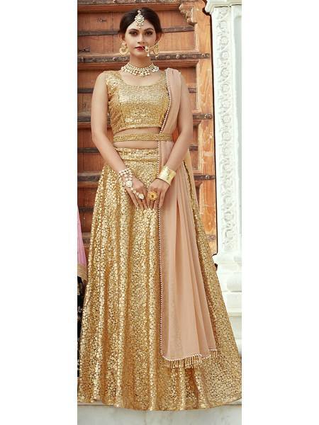 Myra Beige Soft net Lahanga | Grocsy
