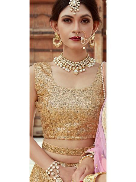 Myra Beige Soft net Lahanga | Grocsy