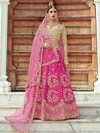 Myra Magenta Art Silk Lahanga | Grocsy