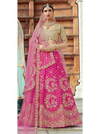 Myra Magenta Art Silk Lahanga | Grocsy