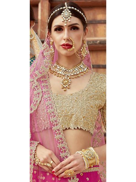 Myra Magenta Art Silk Lahanga | Grocsy