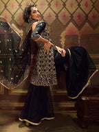 Myra Black Soft Net Gharara Suit | Grocsy