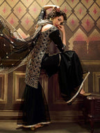 Myra Black Soft Net Gharara Suit | Grocsy