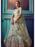 Myra Green Heavy Embroidered Net Lehenga | Grocsy