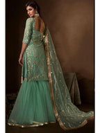 Myra Green Soft Net Gharara Suit | Grocsy